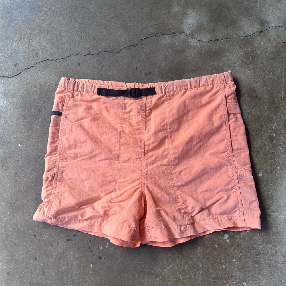 The North Face Hiking Shorts Women Large Orange Excellent Nylon Belted Outdoor